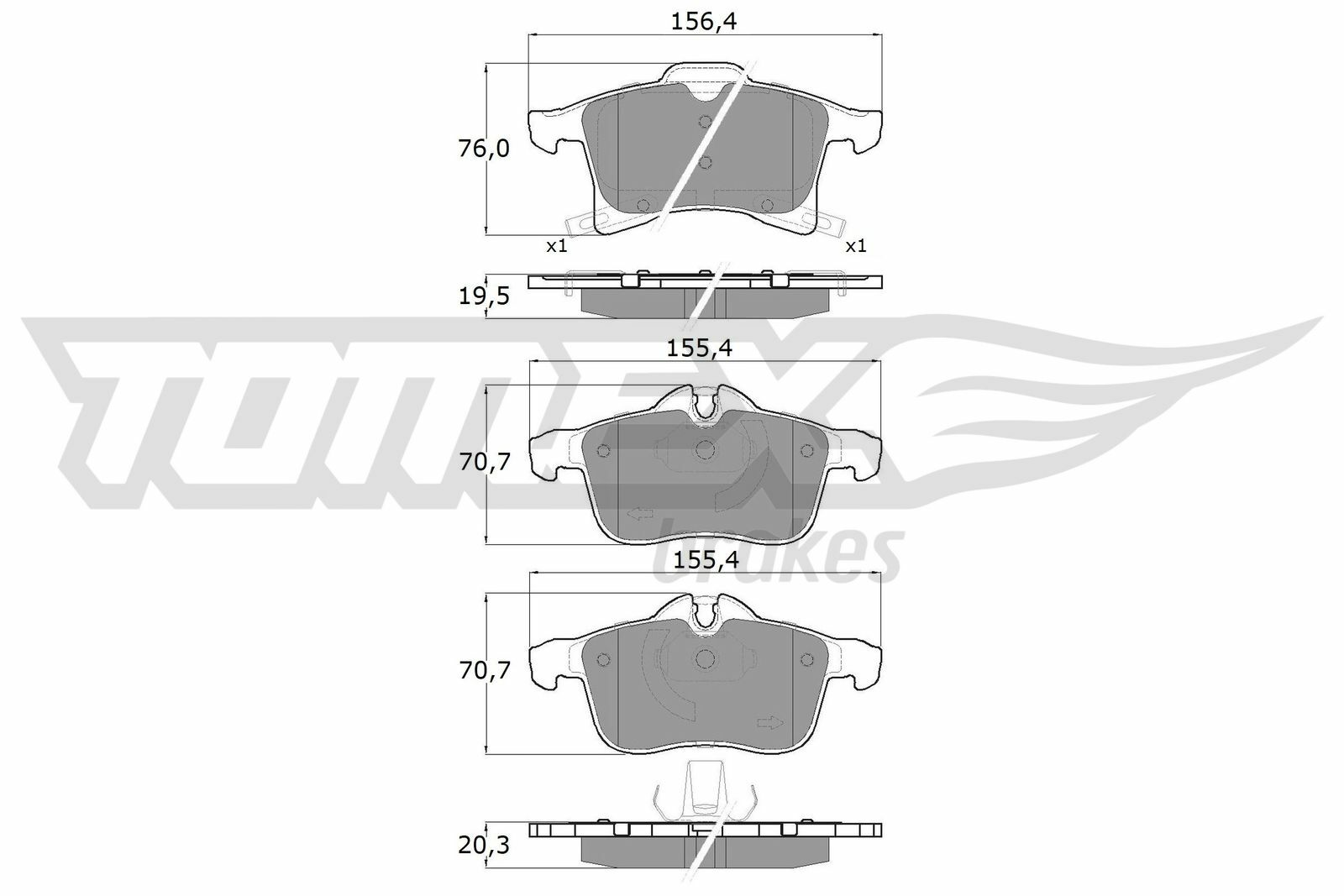 Sada brzdových platničiek kotúčovej brzdy TOMEX Brakes